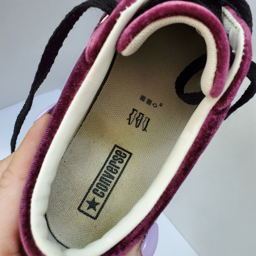 CONVERSE One Star "Ox" Maroon Velvet Low Top Sneaker 5.5/JUNIORS or 7.5/WOMENS - Picture 6 of 11